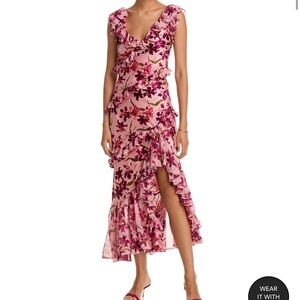 Cinq à Sept Pink Floral Asymmetrical Dress